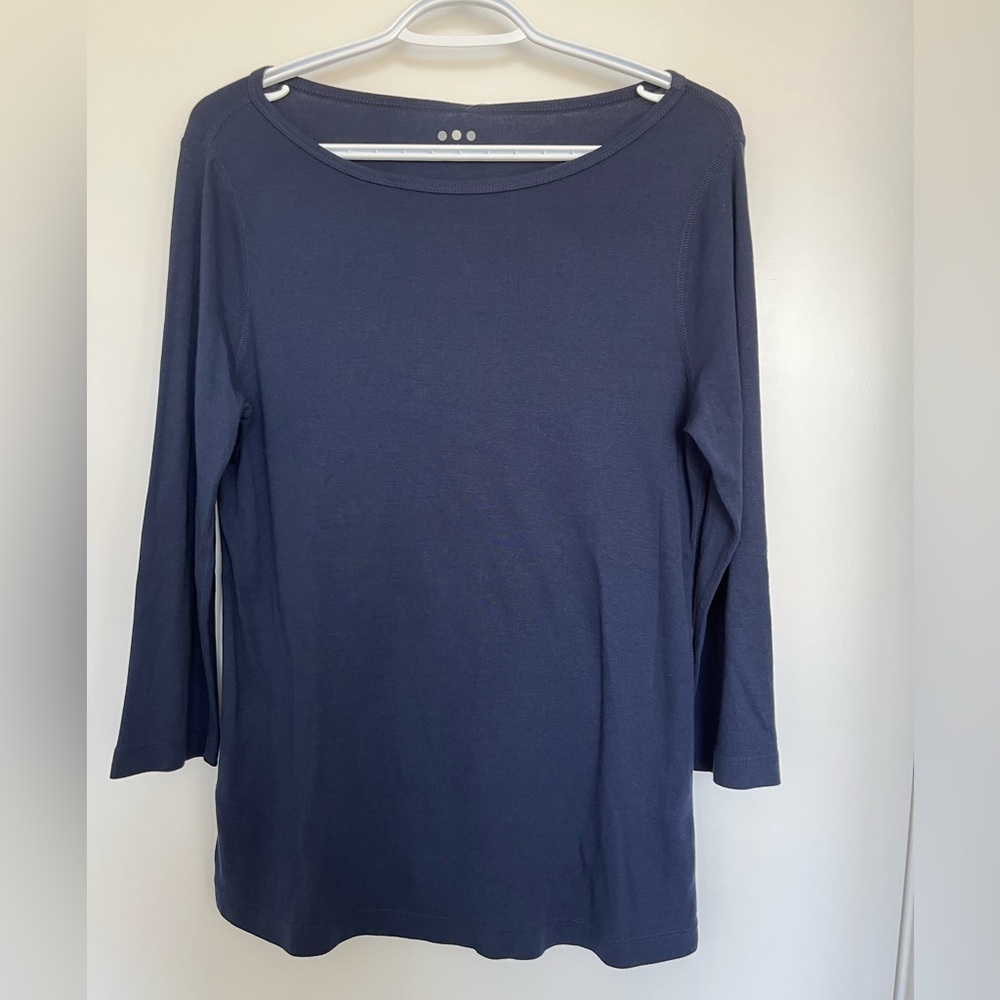 Three Dots British Long Sleeved Tee, Navy, Size M, NWT